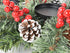 DearHouse Christmas Candle Holder Centerpiece, Pine Cones and Red Gold Berry Table Centerpiece with 3 Candle Holders Table Accent Centerpiece for Festival Home Decoration22 x10 x5(L x W x H)
