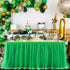 6FT Green Tulle Table Skirt Tutu Table Cloth for St. Patrick's Day Kids Birthday Party Dessert Round Tables Christmas Home Decoration(L 6(ft),H30in)