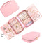 Matein Travel Jewelry Organizer, Portable Hanging Leather Carrying Storage Bag Large Waterproof Jewelry Pouch with Hook, Jewelry Case Holder for Necklaces, Earrings, Rings, Gifts for Women, Pink