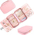 Matein Travel Jewelry Organizer, Portable Hanging Leather Carrying Storage Bag Large Waterproof Jewelry Pouch with Hook, Jewelry Case Holder for Necklaces, Earrings, Rings, Gifts for Women, Pink