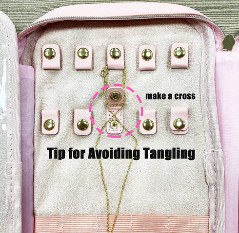 Matein Travel Jewelry Organizer, Portable Hanging Leather Carrying Storage Bag Large Waterproof Jewelry Pouch with Hook, Jewelry Case Holder for Necklaces, Earrings, Rings, Gifts for Women, Pink