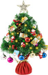 Oyydecor Pre-lit Artificial Mini Christmas Tree 24Inch Small Christmas Tree with 50 LED Small Lights and Cloth Bag Base for Table Top Desk Classic Series Holiday Decoration