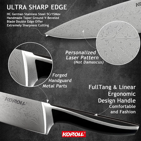 KONOLL Utility knife 5-Inch Paring knife Kitchen Fruit Knife High Carbon Steel Cutting Knife