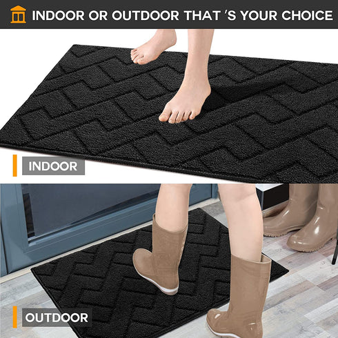 Indoor Doormat,Front Back Door Mat Rubber Backing Non Slip Door Mats 20?x31.5?Absorbent Resist Dirt Entrance Doormat Inside Floor Mats Area Rug for Entryway Machine Washable Low-Profile (Black)