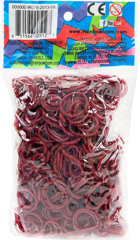 Rainbow Loom® Burgundy Rubber Bands with 24 C-Clips (600 Count)