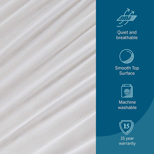 LUCID Premium Hypoallergenic 100% Waterproof Mattress Protector - Universal Fit, Smooth Top, Queen, White