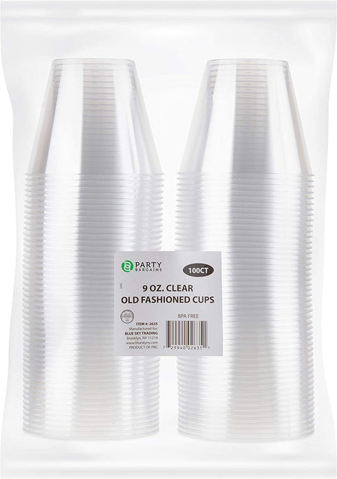 Plastic Cups - 9 oz. | Clear | 100 Pcs.