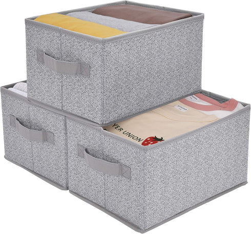 GRANNY SAYS Storage Baskets for Shelves, Gray Storage Bins, Storage Boxes Decorative for Living Room, Medium, 3-Pack