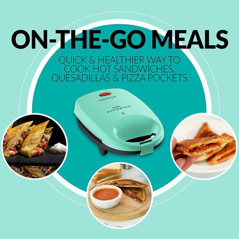 Nostalgia MSAND5MG MyMini Personal Sandwich Maker Pizza Pockets, Quesadillas, Breakfast, Paninis, Mini, Mint Green