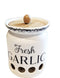 MillGar Ceramic Garlic Keeper for Counter - 4.5? x 3.5? Farmhouse & Vented Garlic Storage Container To Keep Garlic Cloves Fresher, Longer - Garlic Holder w/Bamboo Wood Lid - Dishwasher Safe