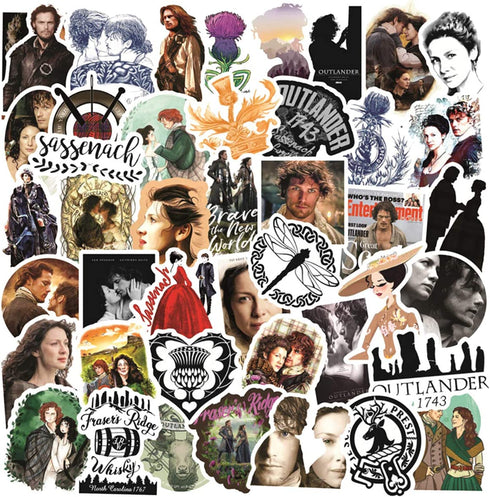 50pcs TV Drama Theme Vinyls Stickers Laptop Sticker Waterproof Stickers Luggage Skateboard Water Bottle Stickers Decal Bicycle Bumper Snowboard Decorate Gift for Kid?Outlander?