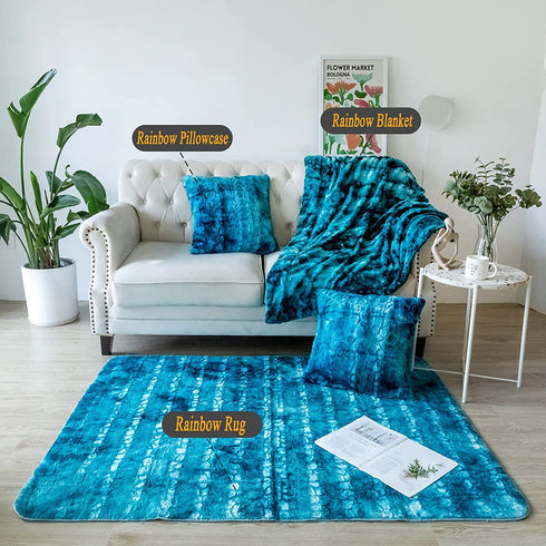 NEWCOSPLAY Super Soft Faux Fur Throw Blanket Premium Sherpa Backing Warm and Cozy Throw Decorative for Bedroom Sofa Floor (Thick-Dark Blue, Throw(40"x50"))
