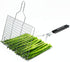 AIZOAM Portable Stainless Steel BBQ Barbecue Grilling Basket for Fish,Vegetables, Shrimp,and Small Flat Sea Food .Great Useful BBQ Tool.-Bonus Additional Sauce Brush and 50 Natural Bamboo Skewers €‘