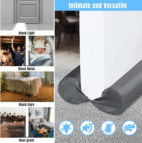 MAXTID Under Door Draft Stopper 32 to 38 Inches Grey Adjustable Door Sound Proof Insulation Door Cold Air Draft Blocker for Noise Light Smell Smoke Draft Guard