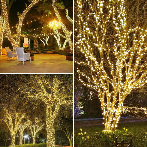 4-Pack Each 55FT 150 LED Solar String Lights (Upgraded Larger LED Beads), Waterproof Solar Outdoor Lights 8 Lighting Modes Solar Fairy Lights for Garden Patio Wedding Party (Warm White)