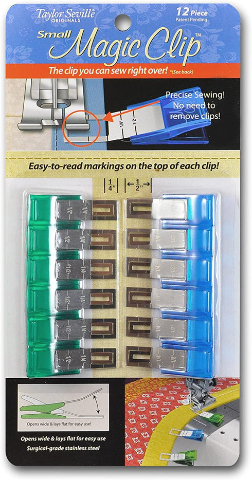 Taylor Seville Small Magic Clip Sewing and Quilting Clips 12-pc - Quilting Supplies and Notions - Sewing Accessories and Supplies