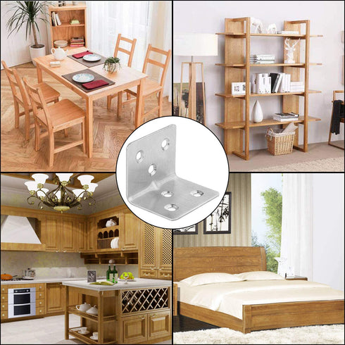64 PCS Stainless Steel Corner Brace, 38MM X 30MM X 30MM Heavy Duty Right Angle Bracket for Wood, Metal Joint Bracket Shelf Support L Shape Bracket for Shelves, Furniture, Cabinet