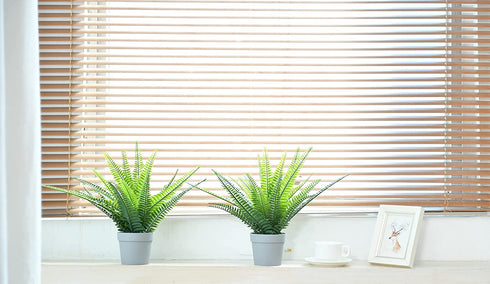 Hejdeco Artificial Fern Potted Plants 2 Pack, Fake Boston Fern, 19pcs Greenery Foliage, Up to 20-inch Wide, Perfect for Home Office Decor (Grey)