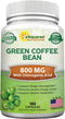 Natural Green Coffee Bean Formula - 180 Capsules - Max Strength GCA Antioxidant Cleanse for Pure Weight Loss, 800mg per Pill - with Chlorogenic Acid - 1600mg Daily Supplement, Healthy Fat Burner