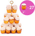 Jusalpha 3 Tier Acrylic Square Cupcake Stand, Dessert Display Tower (Gold Version 2, 1) 3SG-V2