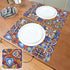 Qilmy 4 Pack Place Mats Non-Slip Dining Table Mat Heat-Resistant Reversible Placemat Double Sided Washable Placemats for Kitchen/Party/Restaurant 12" x 18", Mexican Talavera Folk Tile
