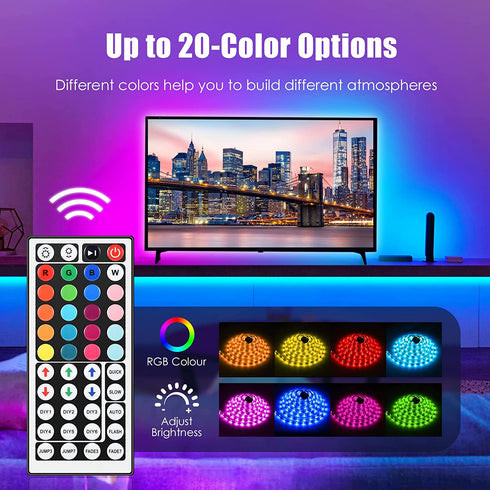 LED Strip Lights, Yormick 20 Color-Changing Led Light Strips, 32.8 Feet/10M LED Lights for Bedroom, LED Tape Lights with 44 Keys Remote Control for Room, TV, Party