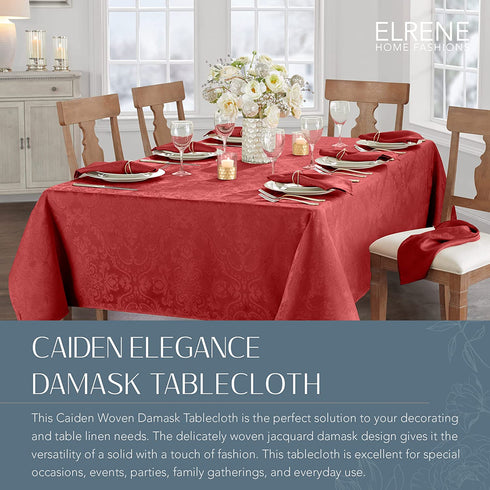 Elrene Home Fashions Caiden Elegance Damask Fabric Tablecloth, 52" x 70" Oblong/Rectangle, Red