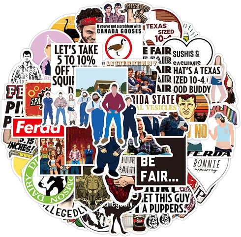 Cool Teen Stickers for Laptop, Skateboard, Unique Vinyl Decal for Water Bottle, Computer, Phone, Travel case, Bike 50pcs Pack (Letterkenny)
