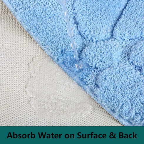 Heeneeso Bathroom Rug 30"x18" SkyBlue Flower Water Absorbent, Ultra Soft Shower Bath Mats for Bathroom Non-Slip Machine Washable for Doorway/Kitchen/Bathroom/Laundry Room/Bedroom