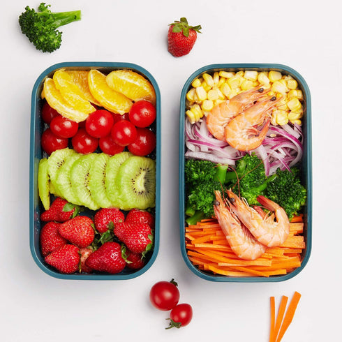 Japanese Bento Box - All-in-One Stackable Bento Lunch Box Container - Leakproof Eco-Friendly Meal Prep Containers for Men Women, Microwave and Dishwasher Safe,Easy Wash (Blue)