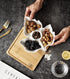 Honey ARGOL | Leaf Shaped Appetizer Divided Serving Platter Tray,Ceramic 4Compartment Serving Platter with Tray,Sauce Dip Serving Dish,Salsa Guacamole Chip&Dip Hors d'oeuvres Serving Set