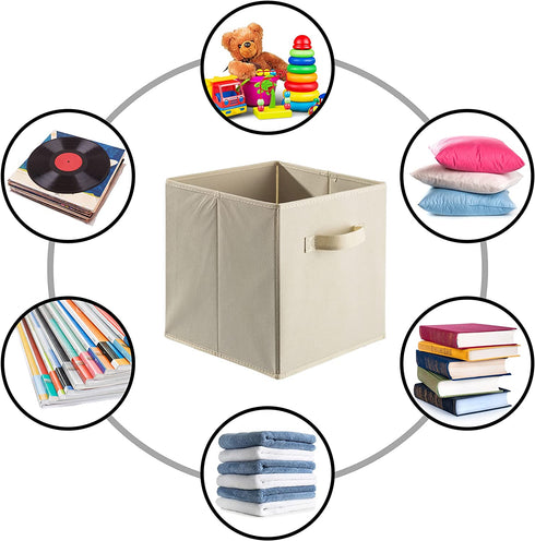 Sorbus Foldable Storage Cube Basket Bin, 6 Pack, Beige
