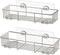 SMARTAKE 2-Pack Shower Caddy, Rustproof Bathroom Shelf Organizer with Hooks for Hanging Razor Sponge Brush, SUS304 Stainless Steel Wall Rack for Dorm, Toilet, Bath and Kitchen, Silver