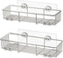 SMARTAKE 2-Pack Shower Caddy, Rustproof Bathroom Shelf Organizer with Hooks for Hanging Razor Sponge Brush, SUS304 Stainless Steel Wall Rack for Dorm, Toilet, Bath and Kitchen, Silver