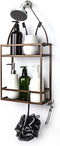 Minggoo Shower Caddy Organizer, Mounting Over Shower Head Or Door, Extra Wide Space for Shampoo, Conditioner, and Soap with Hooks for Razors and More,10.5" x 4.5" x 22.4", Bronze