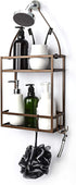 Minggoo Shower Caddy Organizer, Mounting Over Shower Head Or Door, Extra Wide Space for Shampoo, Conditioner, and Soap with Hooks for Razors and More,10.5" x 4.5" x 22.4", Bronze