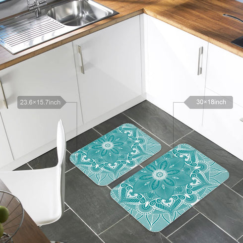 Doormat Turquoise Mandala Floral Printed Entrance Floor Mat Rug Indoor/Outdoor/Front Door/Bathroom Mats Rubber Non Slip