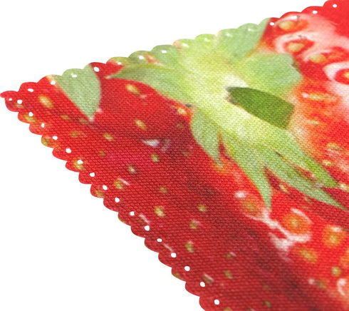 WOZO Red Strawberry Fruit Placemat Table Mat 12" x 18" Polyester Table Place Mat for Kitchen Dining Room 1 Piece
