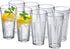 Amazing Abby - Stripe - 24-Ounce Plastic Tumblers (Set of 8), Plastic Drinking Glasses, All-Clear High-Balls, Reusable Plastic Cups, Stackable, BPA-Free, Shatter-Proof, Dishwasher-Safe