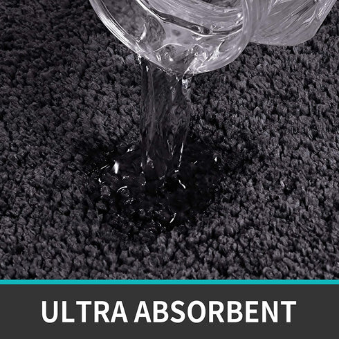 DEXI Bathroom Rug Mat, 24x16, Extra Soft and Absorbent Bath Rugs, Machine Wash Dry, Non-Slip Carpet Mat for Tub, Shower, and Bath Room, Charcoal