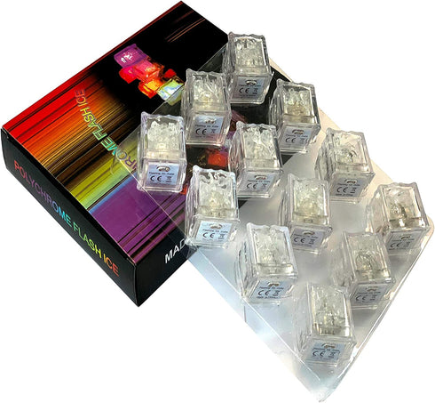 12 Pieces Multi Color LED Flashing Blinking Glowing Light up Ice Cubes Liquid Sensor for Drinks Party Wedding Bars Christmas