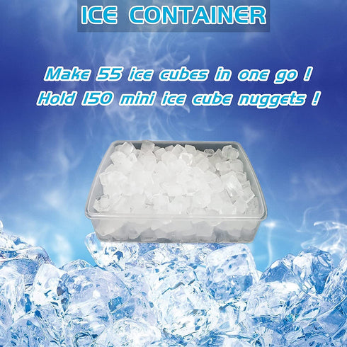 SQLHM Ice Cube Tray with Lid and Bin 55 - Ice Cube Molds for Freezer BPA Free Ice Container Comes with Scoop and Cover (Blue)Ice Cube Molds & Trays
