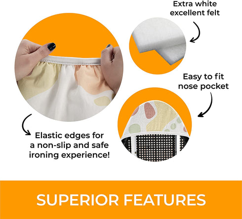Ironing Board Cover and Pad Extra Thick Heavy Duty Padded 4 Layers Non Stick Scorch and Stain Resistant 15x54 and 3 Fasteners Elastic Edge with 2 Bonus Laundry Bag and Protective Scorch Mesh Cloth