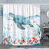 DESIHOM Teal Sea Turtle Shower Curtain Ocean Nautical Shower Curtain Under The Sea Shower Curtain Polyester Fabric-72" x 72"