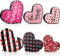 3 Pieces Valentine's Day Heart Wood Sign Reversible Heart Tray Decor Love Heart Shape Home Decor Double Side Printed Freestanding Table Decorations for Valentines Day Wedding Party (Lovely Style)