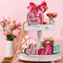 3 Pieces Valentine's Day Heart Wood Sign Reversible Heart Tray Decor Love Heart Shape Home Decor Double Side Printed Freestanding Table Decorations for Valentines Day Wedding Party (Lovely Style)