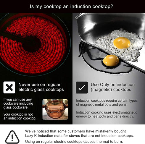 Lazy K Induction Cooktop Mat - Silicone Fiberglass Magnetic Cooktop Scratch Protector - for Induction Stove - Non slip Pads to Prevent Pots from Sliding during Cooking (9.4 inches)