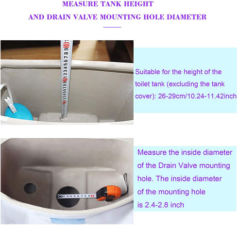 BQLZR White Toilet Cistern Dual Flush Push Button Valve 25cm Height Fit for Drain Diameter 65-75mm (See Video)