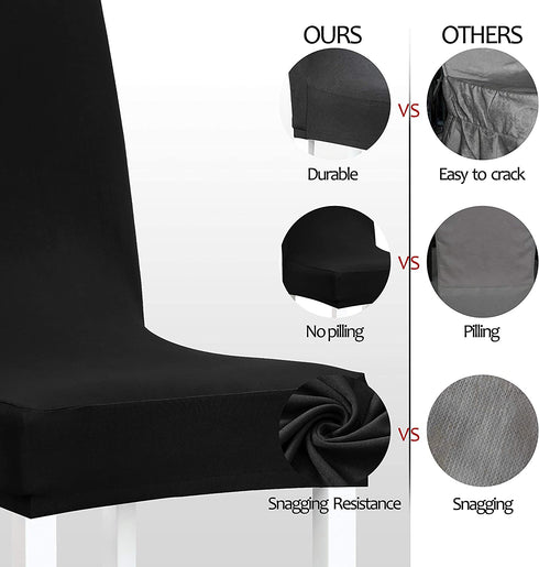 Obstal Black Stretch Spandex Dining Room Chair Covers Set of 4 Universal Removable Washable Chair Seat Slipcovers Protector for Kitchen, Ceremony, Wedding, Banquet, Hotel and Party