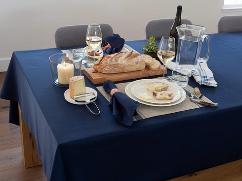 KAF Home Chateau Easy-Care Cloth Dinner Napkins - Set of 12 Oversized (20 x 20 inches) - Navy Blue